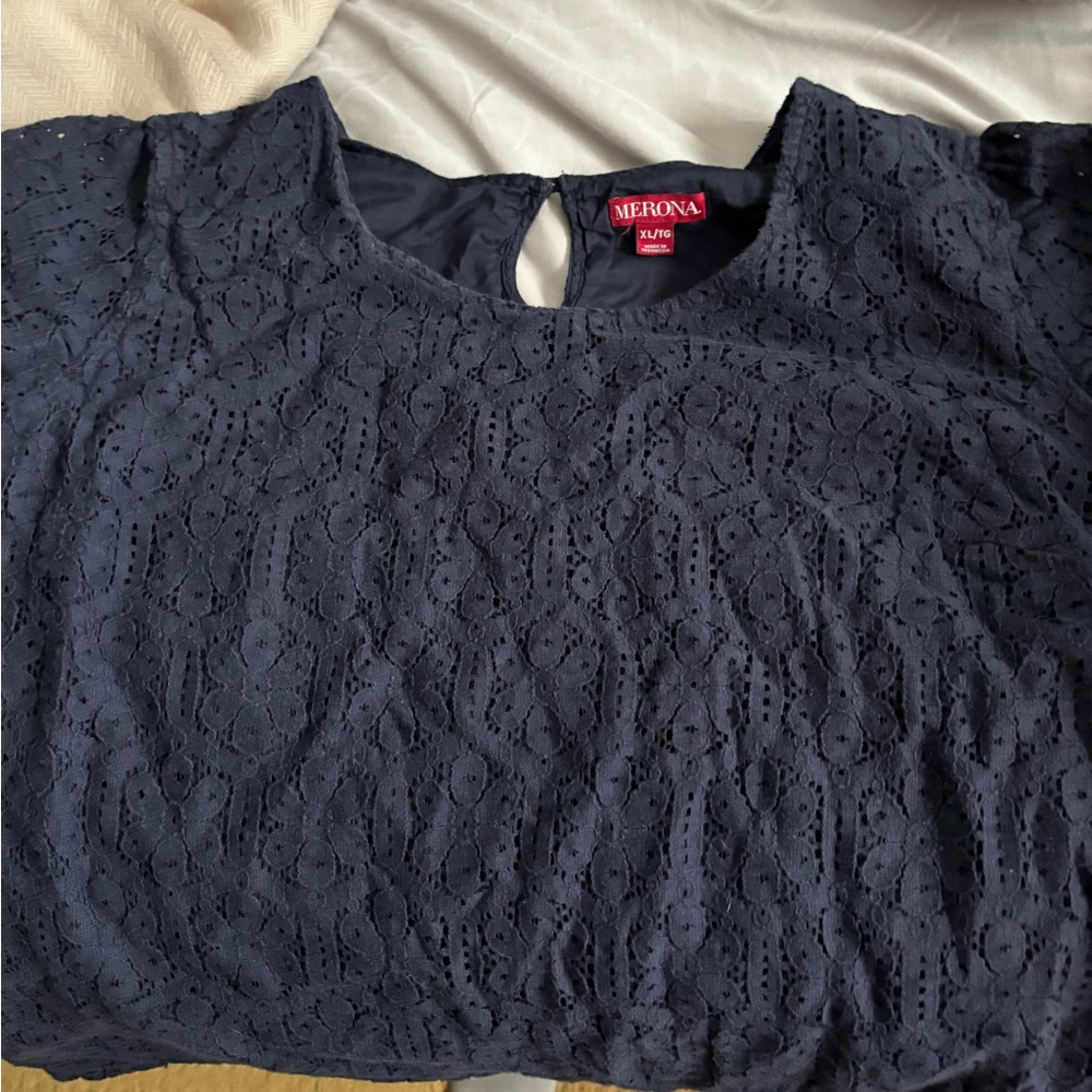 Navy lace top